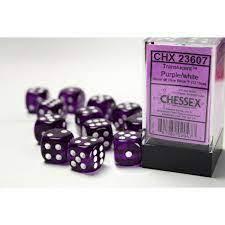 12 Count D6 Translucent  Chessex Dice Cube