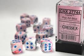 12 count D6 Festive Chessex Dice Cube
