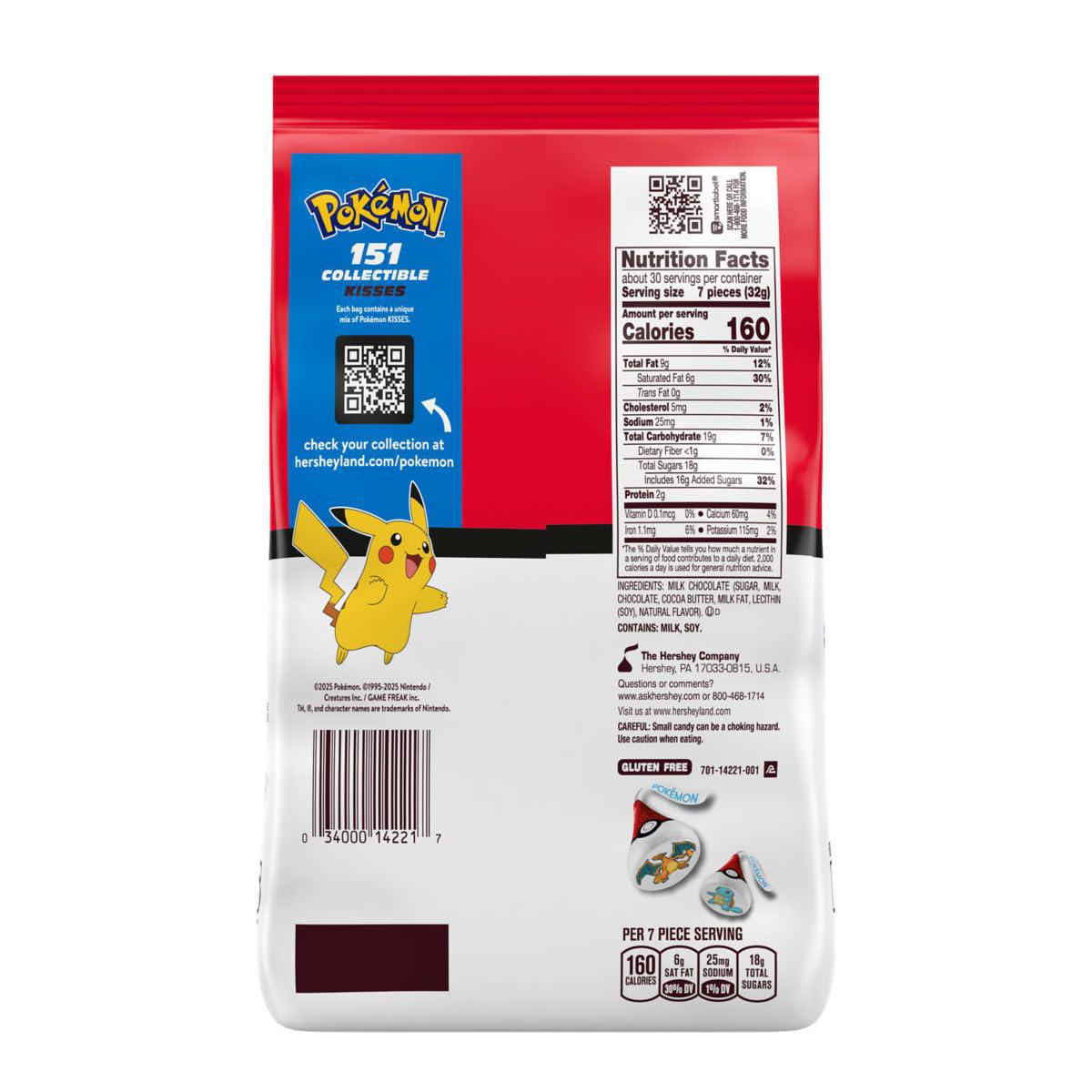 HERSHEY'S KISSES Milk Chocolate Pokémon Candy Party Pack, 34.1 oz