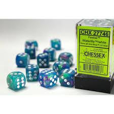 12 count D6 Festive Chessex Dice Cube