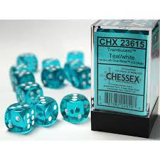 12 Count D6 Translucent  Chessex Dice Cube