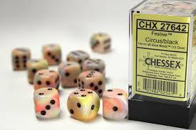 12 count D6 Festive Chessex Dice Cube