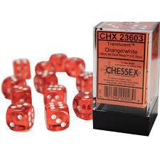 12 Count D6 Translucent  Chessex Dice Cube