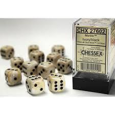 12 Count D6 Marble Chessex Dice Block