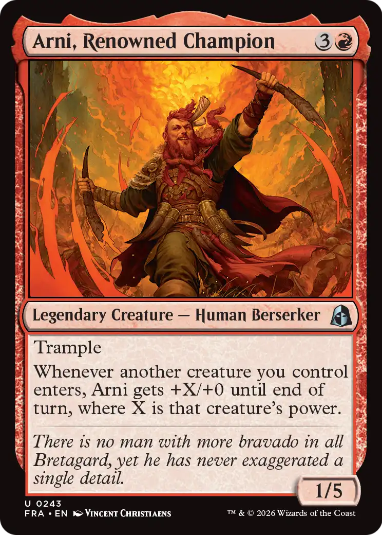 Arni, Renowned Champion