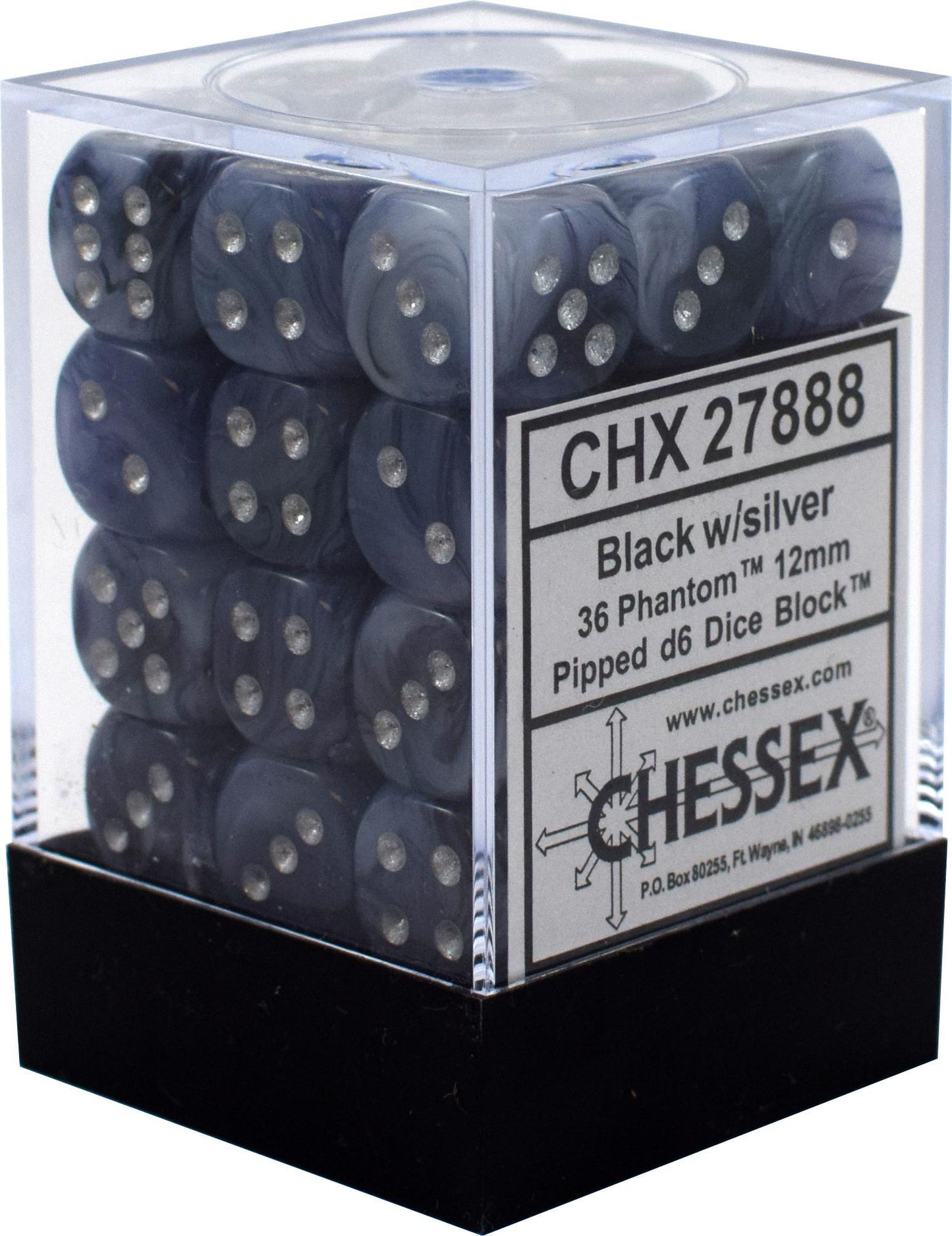 36 Count D6 Phantom Chessex Dice Cube