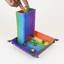 Fold Up- Velvet Watercolor Rainbow Dice Tower