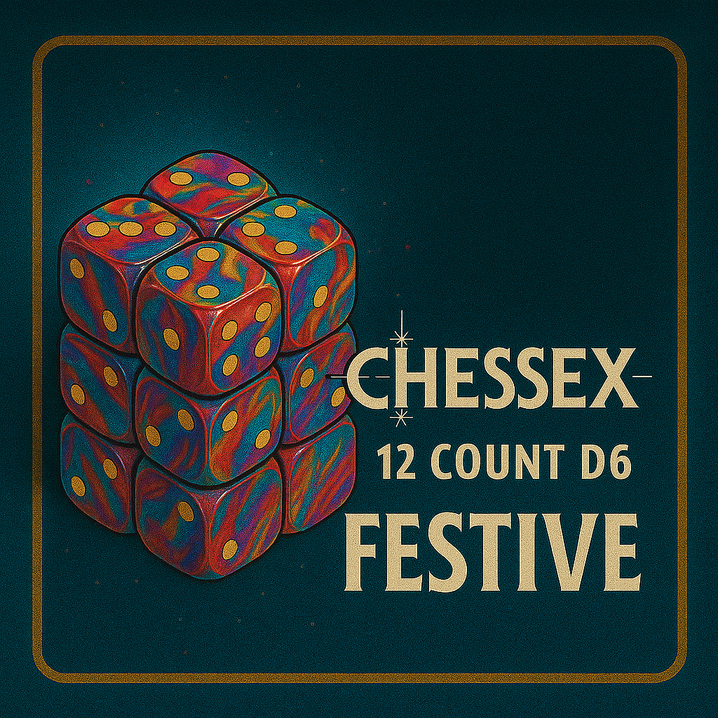12 count D6 Festive Chessex Dice Cube