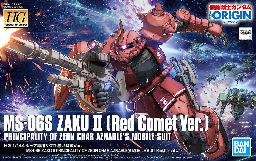 Bandai Spirits Hobby MS-06S Zaku II Char Aznable's Mobile Suit Gundam (Red Comet Ver.) Gundam The Origin HG 1/144, Multi (BAS5057656), 11.89 Inch