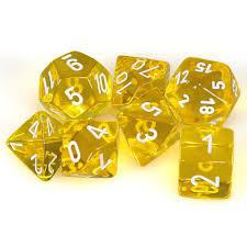 7 Die Polyhedral Translucent Chessex Dice Cube